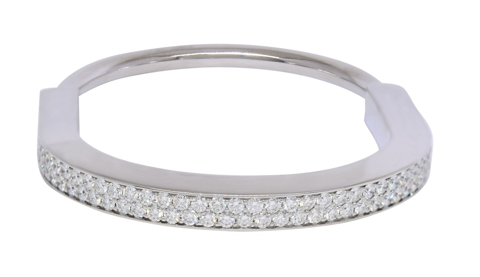 Tiffany & Co. Tiffany Lock Bangle Full Pave Diamond White Gold Bracelet Medium