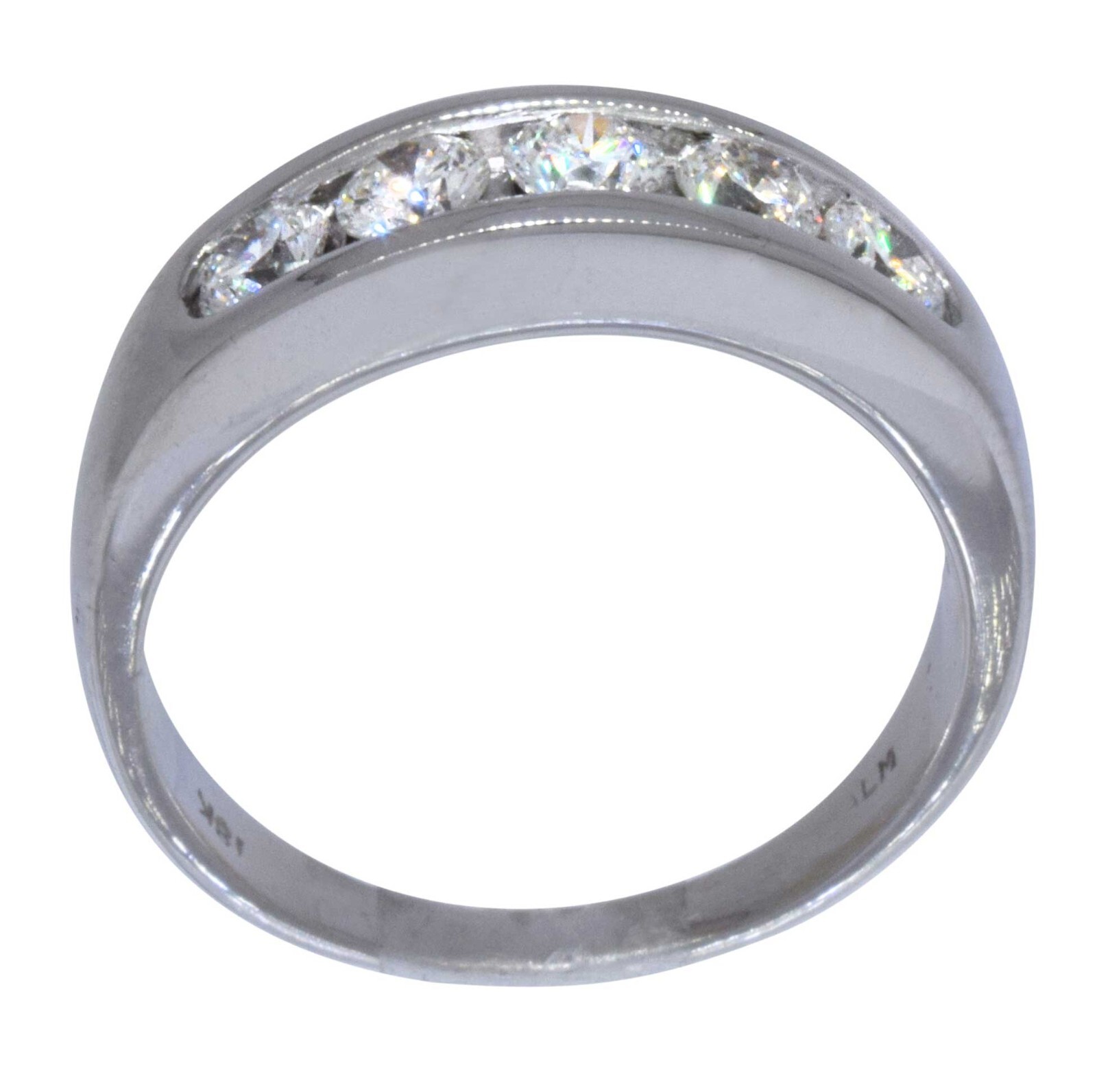 Ladies Channel Set Diamond Wedding Band in 18K White Gold Size 8 1/2