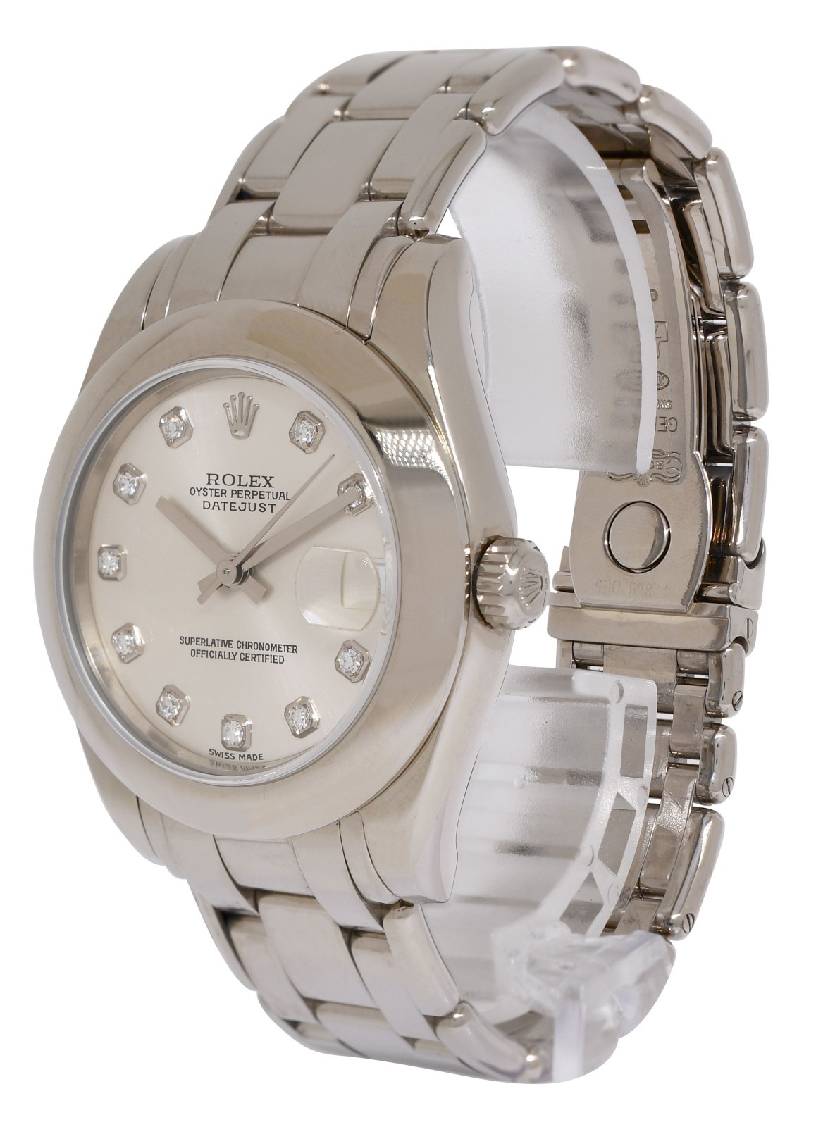 Rolex Datejust Pearlmaster 18k White Gold Diamond Dial Ladies 34mm Watch Y 81209