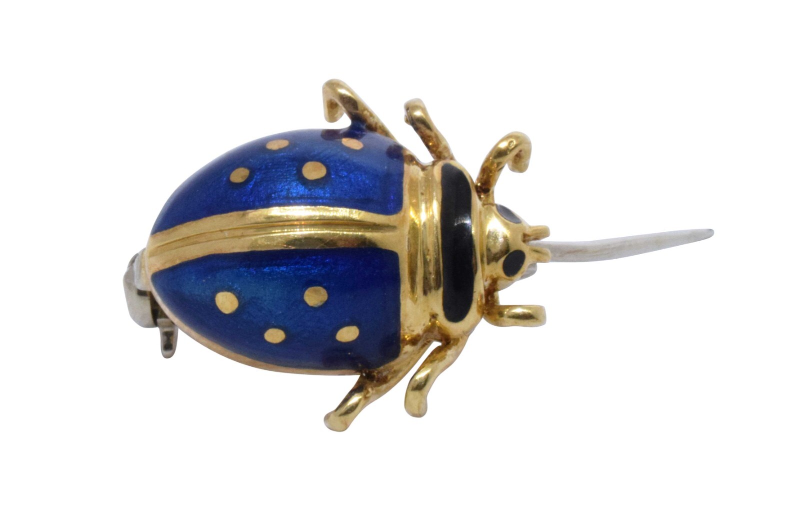 Ladybug 18k Yellow Gold & Enamel Pin Set of 3 Vibrant Blue/Green/Yellow