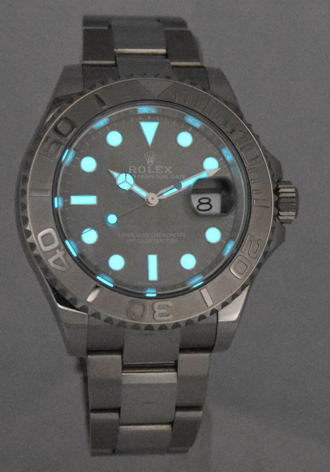 Rolex Yacht-Master 40 Steel & Platinum Rhodium Dial Mens Watch 116622
