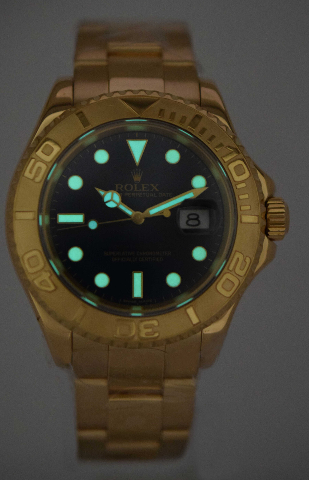 Rolex Yacht-Master 18k Yellow Gold Blue Dial Mens 40mm Watch P 16628