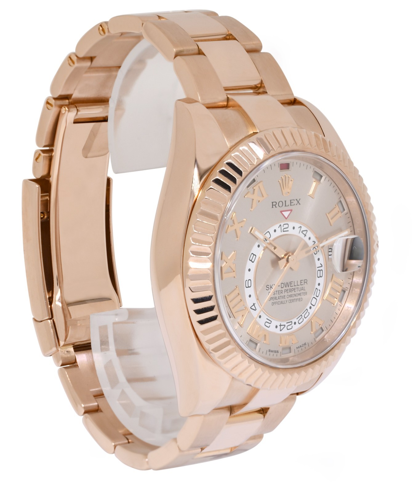 Rolex Sky-Dweller 18k Everose Gold Sundust Roman Dial 42mm Watch B/P '15 326935