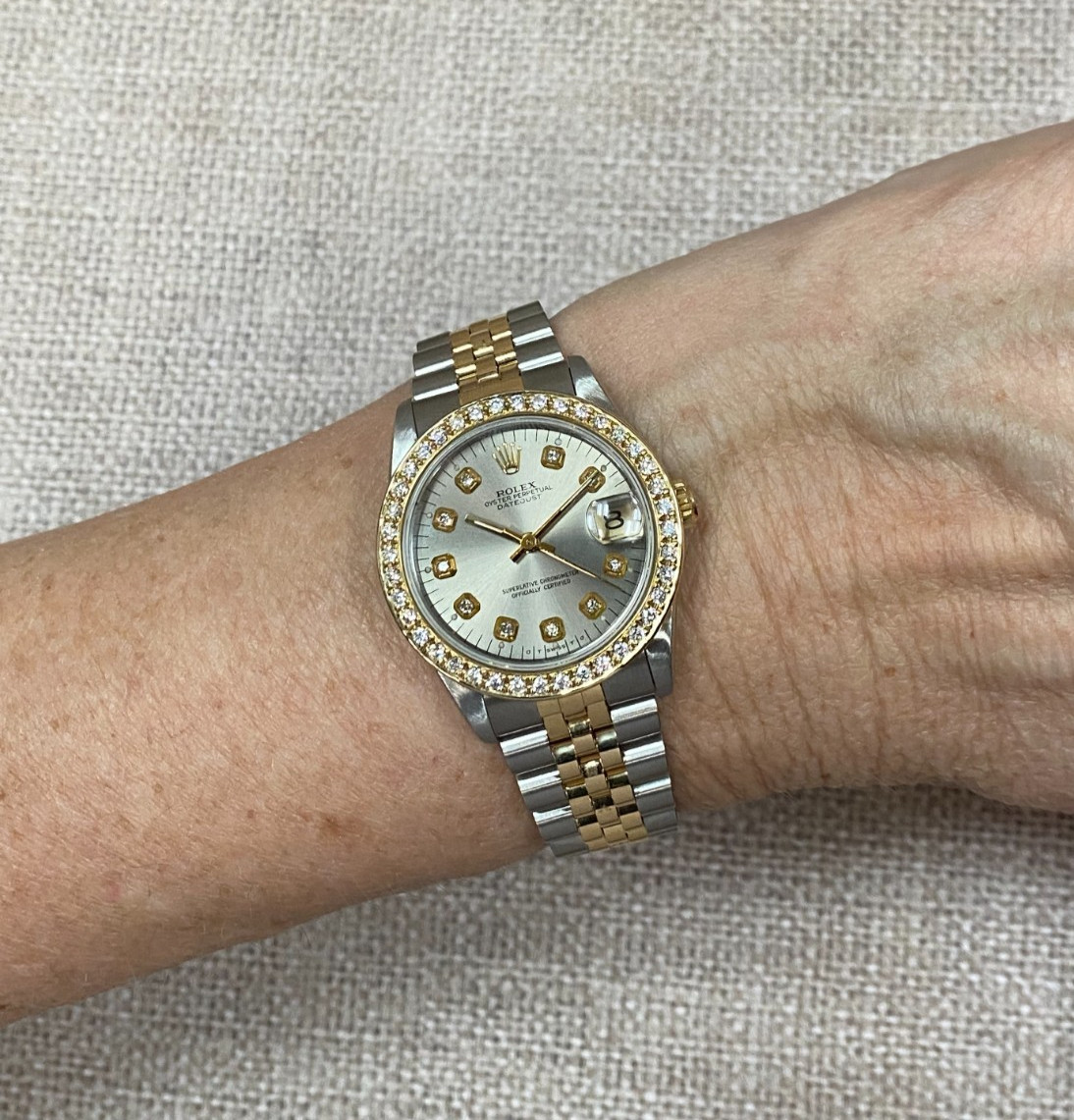 Rolex Datejust 18k Yellow Gold/Steel Diamond Dial/Bezel 31mm Watch S 68273