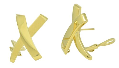 Tiffany & Co Paloma Picasso Graffiti 18k Yellow Gold X Earrings Size Large