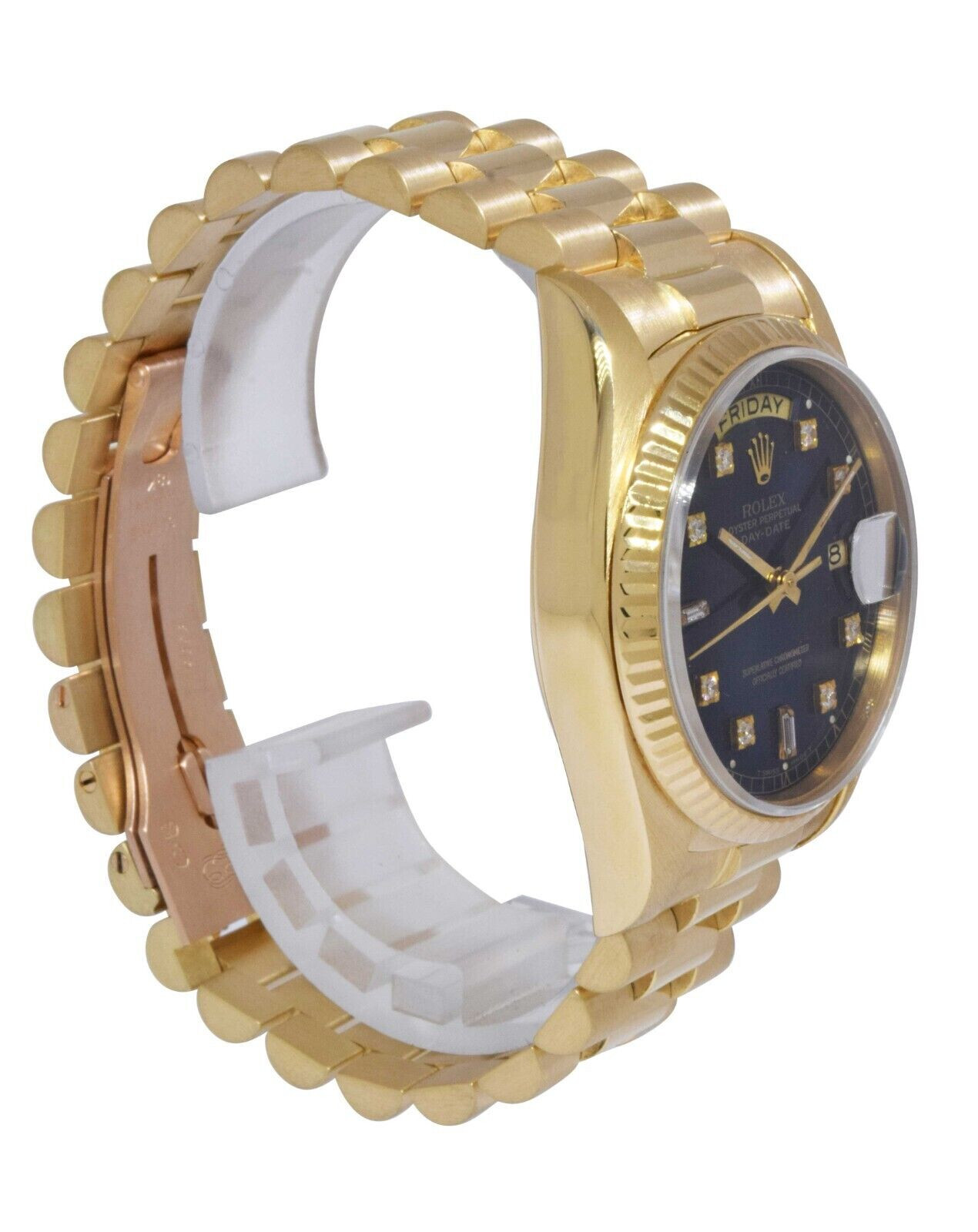 Rolex Day-Date President 18k Yellow Gold Blue Diamond Dial 36mm Watch '79 18038