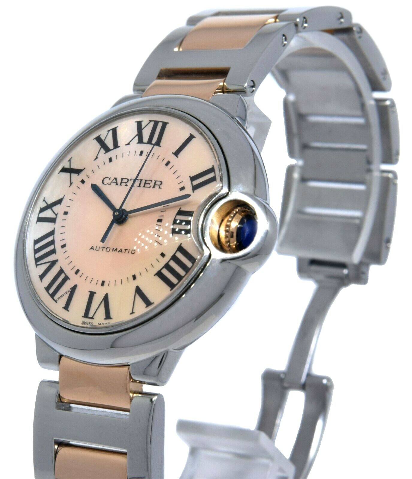 Cartier Ballon Bleu 36mm 18k Rose Gold/ SS Pink MOP Dial Ladies Automatic 3284
