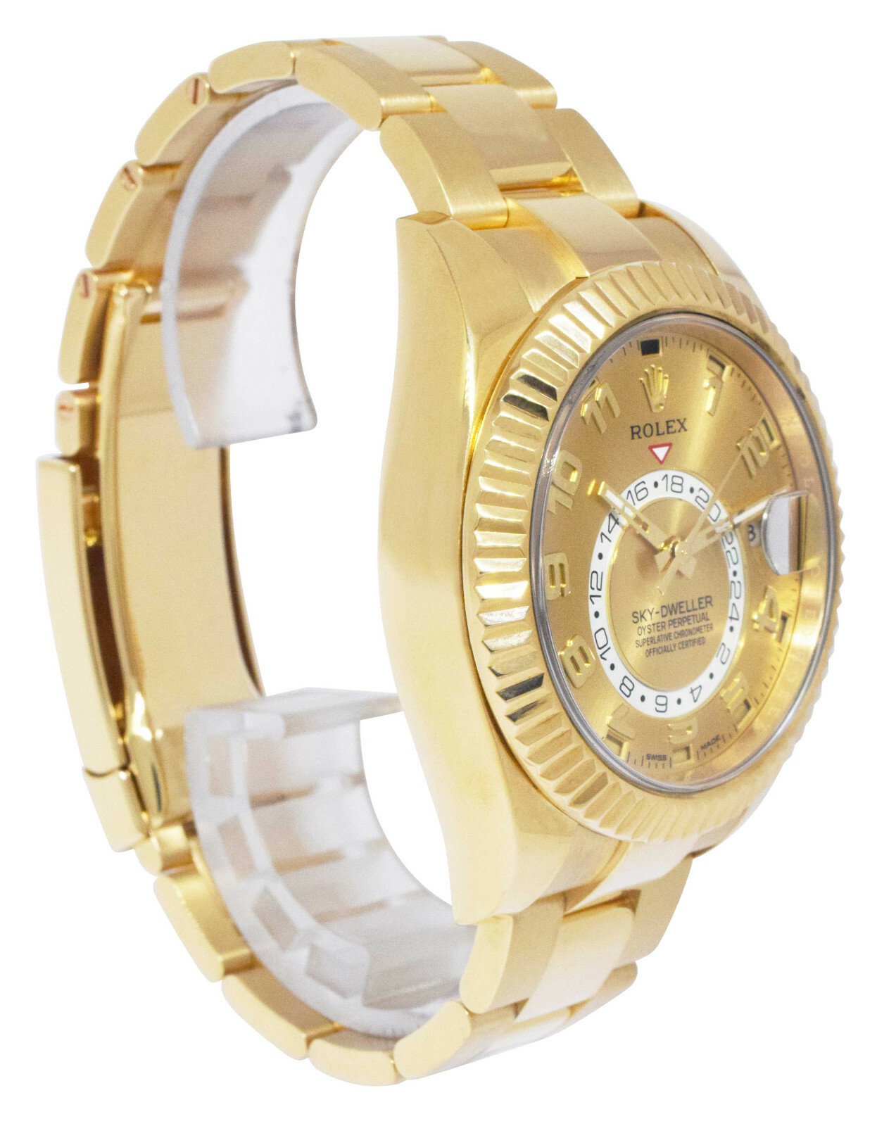 Rolex Sky-Dweller GMT 18k Yellow Gold Champagne Dial Mens Watch B/P '16 326938