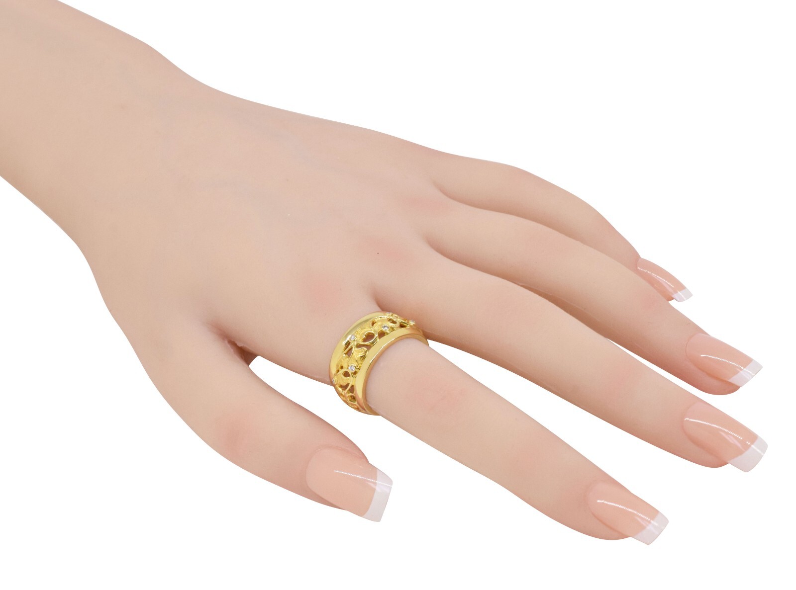 Carrera Y Carrera 18k Yellow Gold Floral Motif & Diamond Band Ring Size 7.25