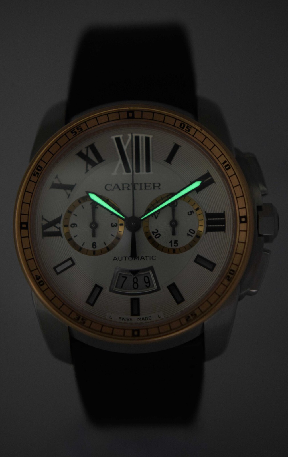 Cartier Calibre Chronograph Steel & 18k Rose Gold 42mm Watch B/P W7100043 3578