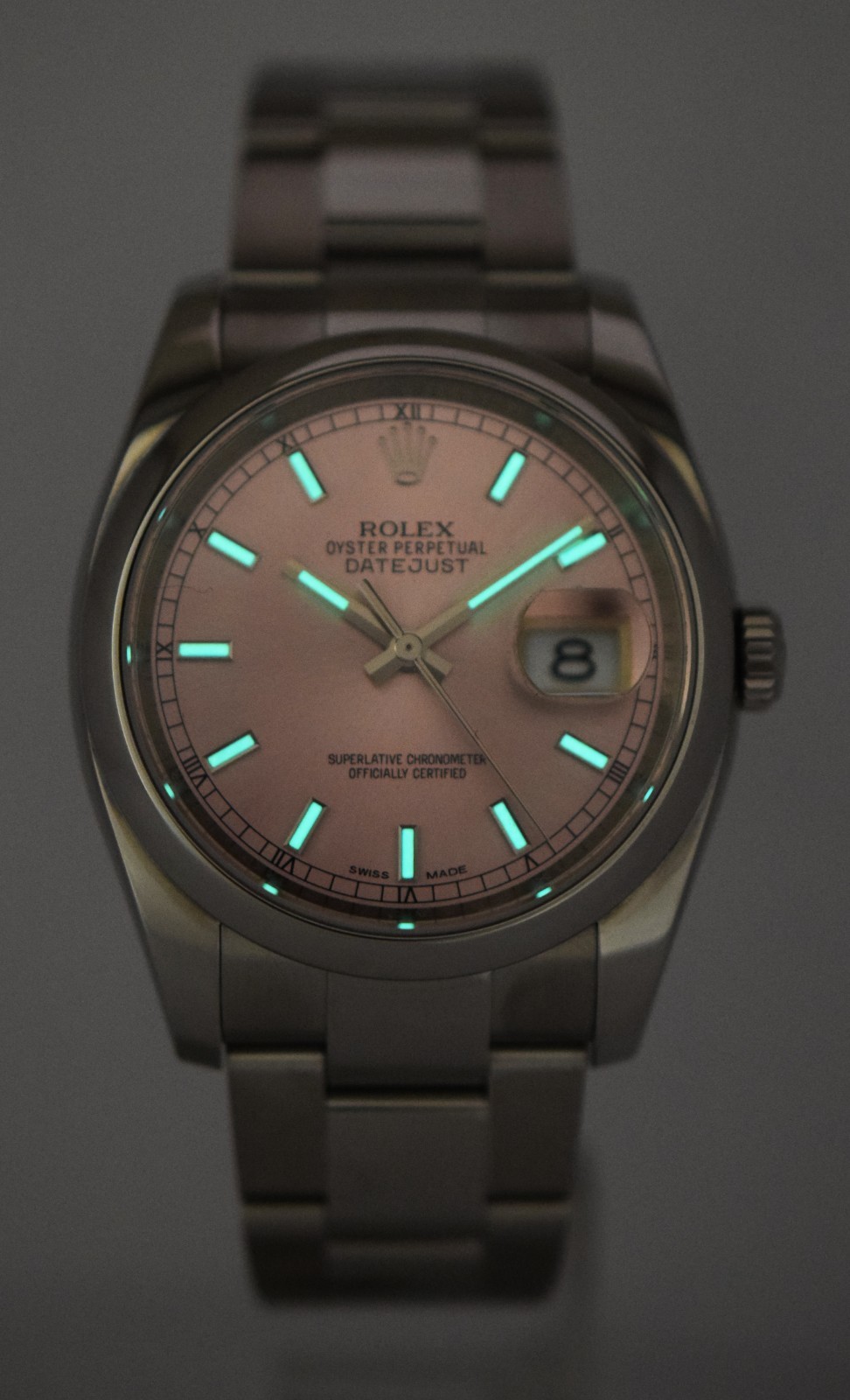 Rolex Datejust Steel Pink Dial Oyster Bracelet 36mm Watch Z 116200