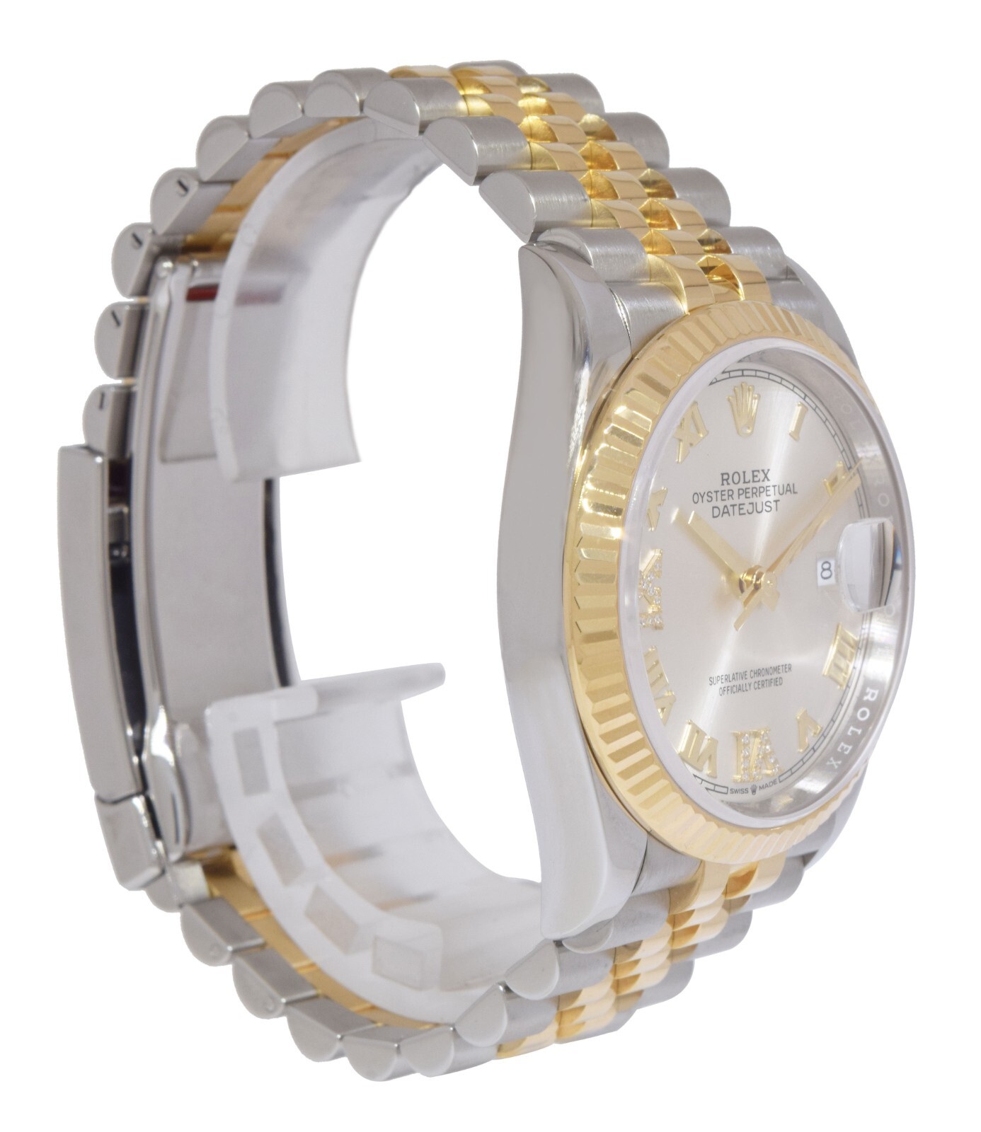 Rolex Datejust 36 18k Yellow Gold/Steel Silver Diamond 6-9 Dial Watch 126233 Rolex Datejust 36 18k Yellow Gold/Steel Silver Diamond 6-9 Dial Watch 126233