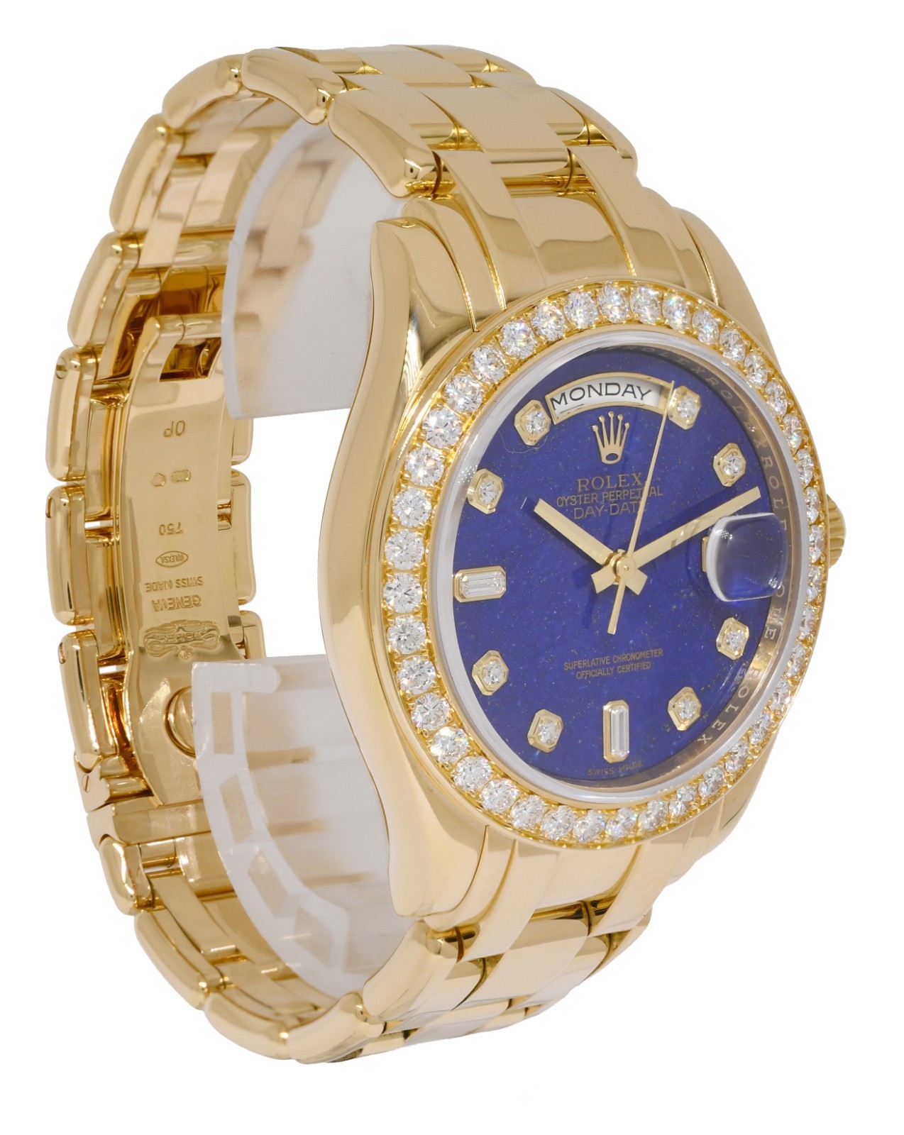 Rolex Masterpiece 18k Yellow Gold Lapis Lazuli Diamond 39mm Watch B/P Z 18948