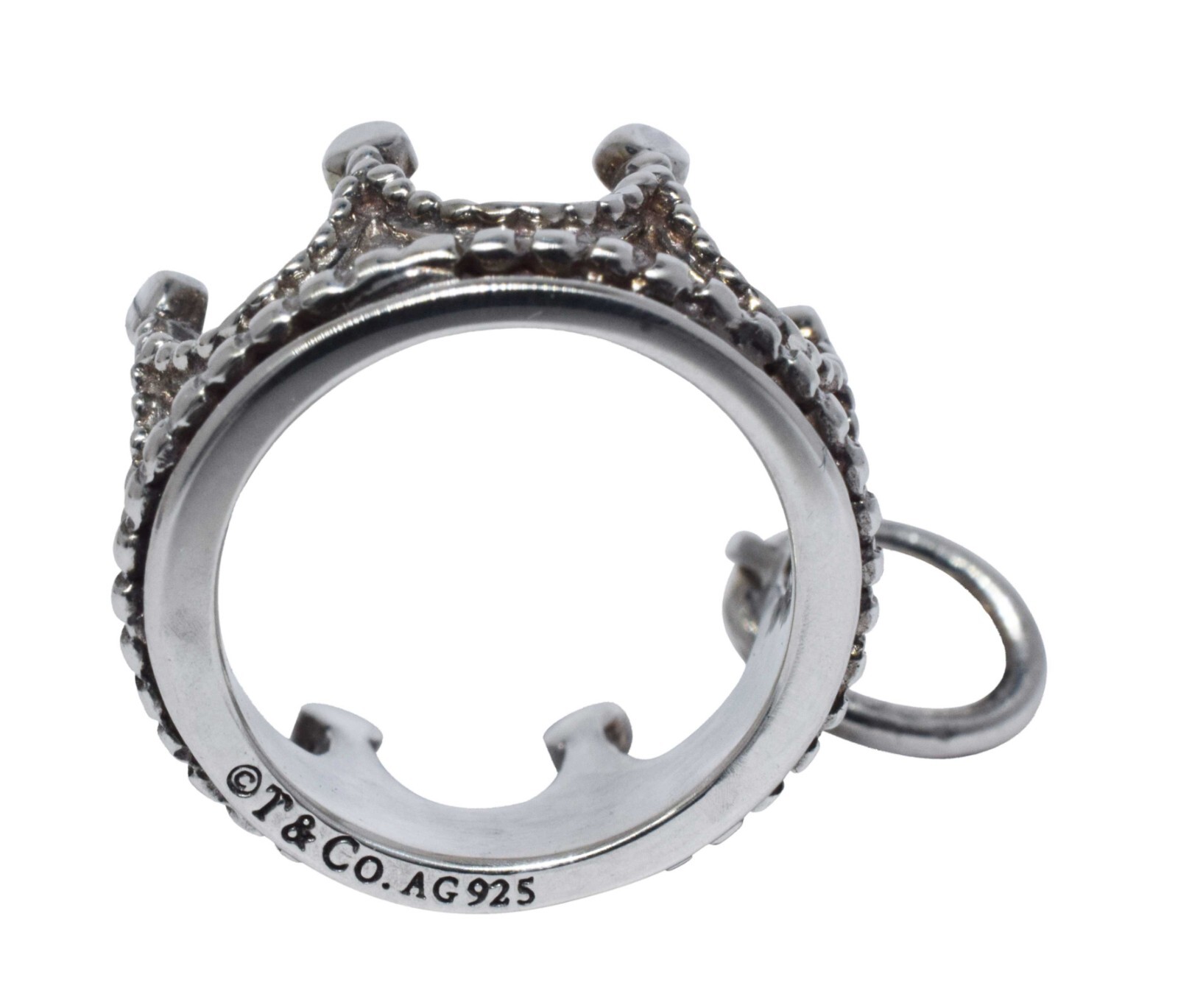 Tiffany & Co 925 Sterling Silver 3D Princess Crown Charm Pendant