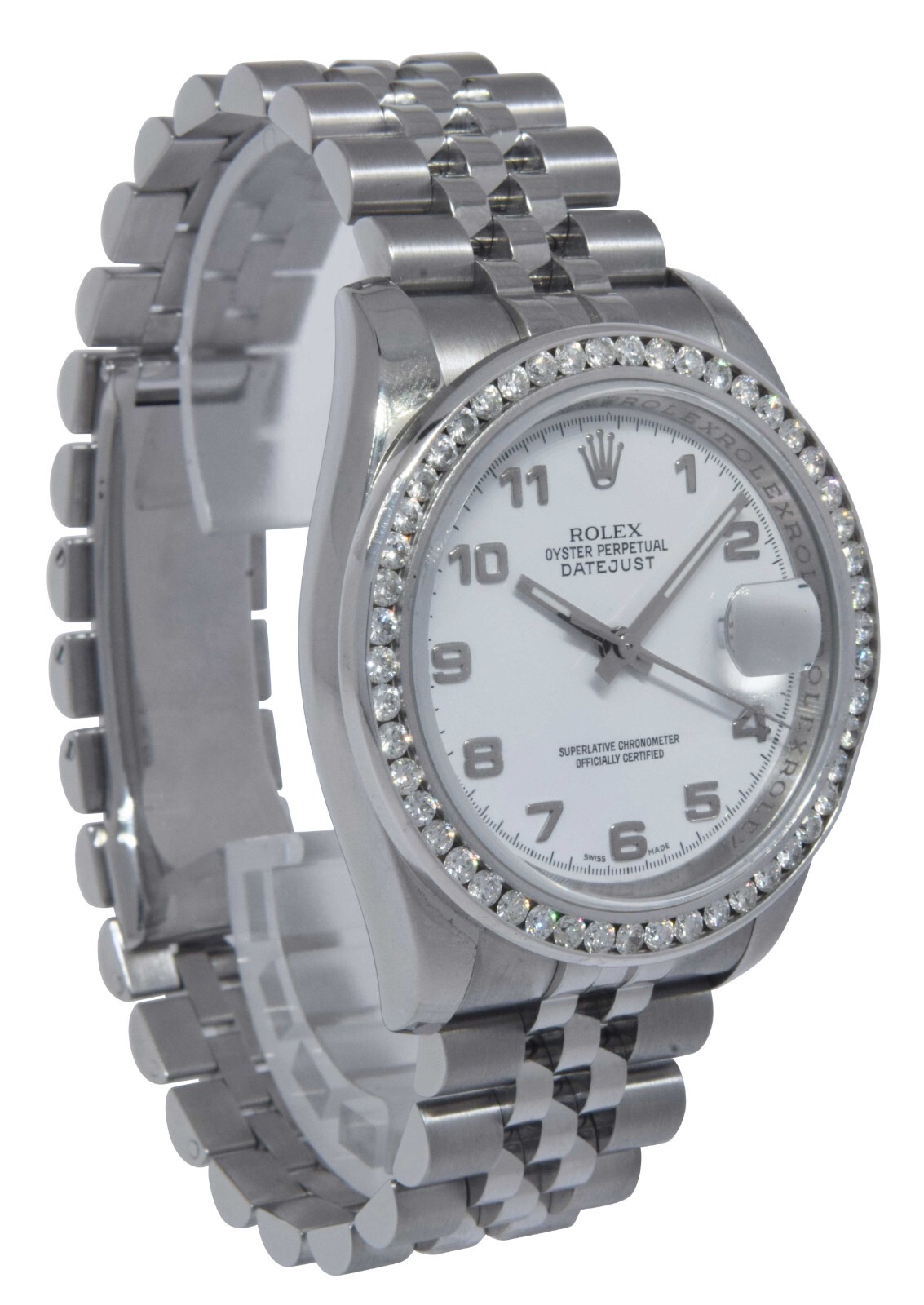 Rolex Datejust Steel White Dial & Diamond Bezel Roulette Date 36mm Watch 116200 Rolex Datejust Steel White Dial & Diamond Bezel Roulette Date 36mm Watch 116200