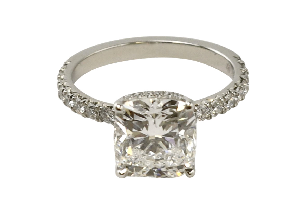 GIA 4.05 Carat Cushion Modified Brilliant Diamond Platinum Engagement Ring s. 8