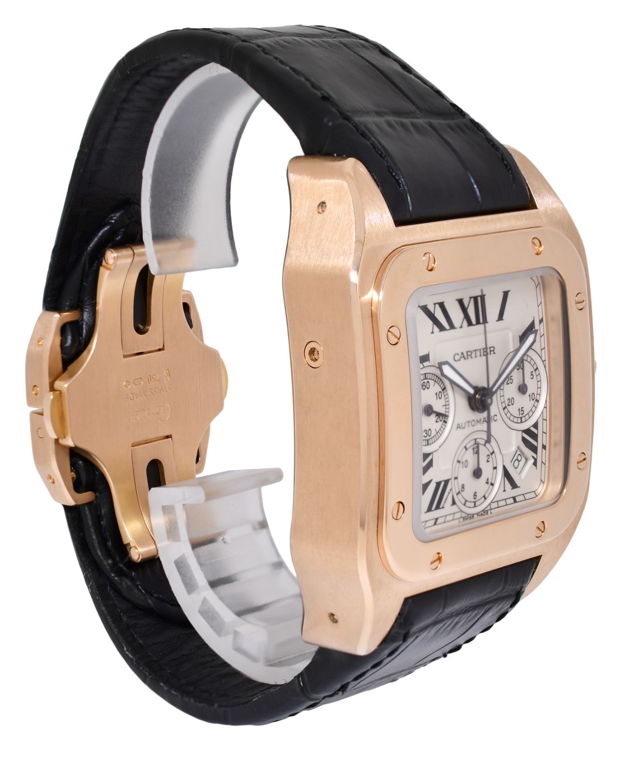 Cartier Santos 100 XL Chronograph 18k Rose Gold Mens 41mm Watch W20131Y1 2935