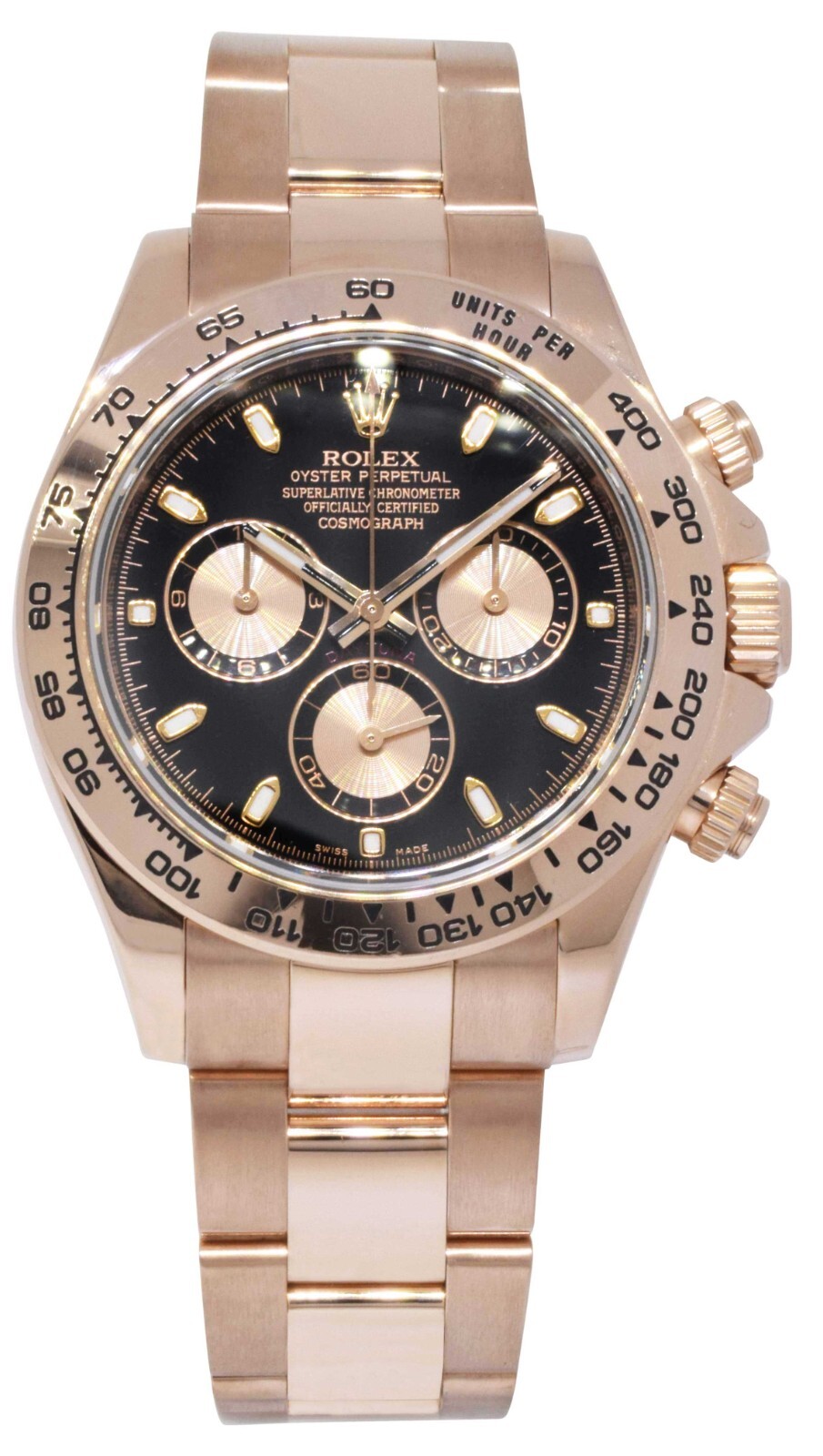 Rolex Daytona Chronograph 18k Rose Gold Black/Pink Dial Watch +Card '14 116505
