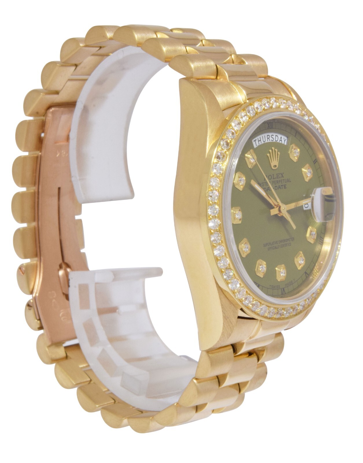 Rolex Day-Date President 18k Yellow Gold Diamond Dial/Bezel 36mm Watch '87 18038