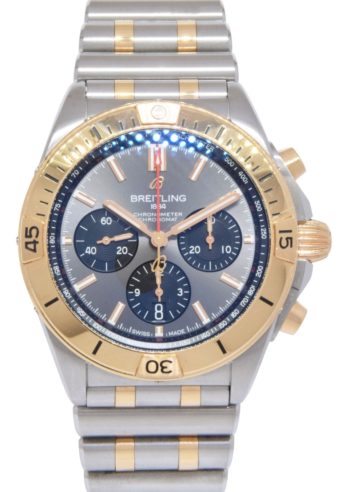 Breitling Chronomat B01 42 Chronograph 18k Rose Gold/Steel Mens Watch B/P UB0134 Breitling Chronomat B01 42 Chronograph 18k Rose Gold/Steel Mens Watch B/P UB0134