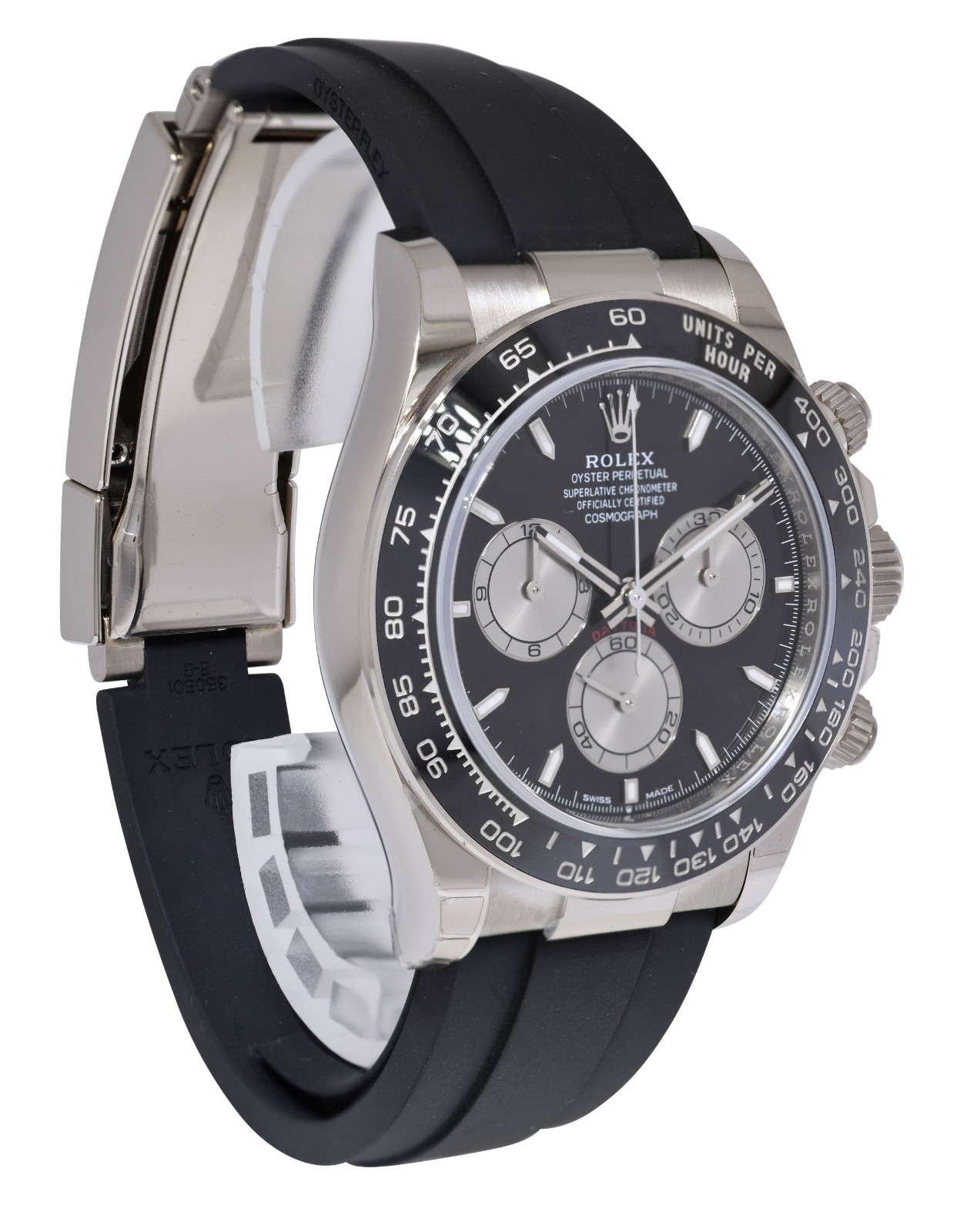 NEW Rolex Daytona 18k Whie Gold Black Dial Oysterflex 40mm Watch B/P '25 126519