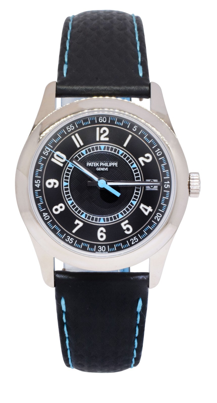 NOS Patek Philippe Calatrava 6007 18k White Gold Blue Accents Watch B/P 6007G