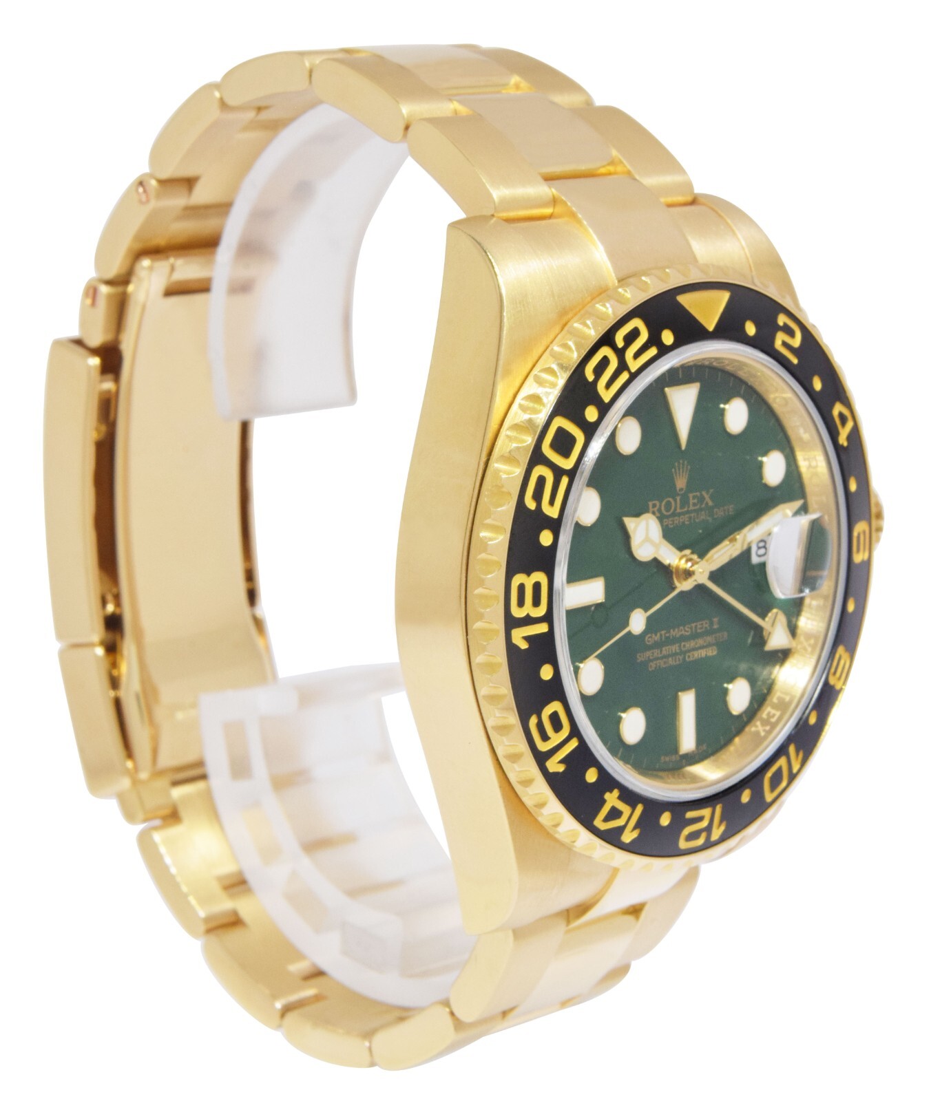 Rolex GMT-MASTER II 18k Yellow Gold & Ceramic Green Dial 40mm Watch Z 116718