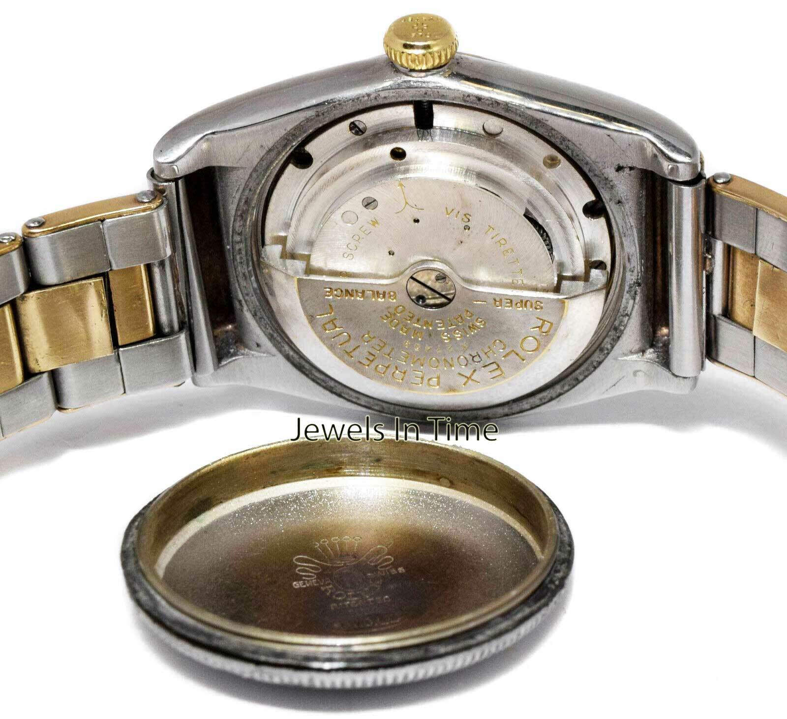 Rolex Vintage 1940's Hooded Bubbleback 14k Gold & Steel Mens Watch & Box 3065