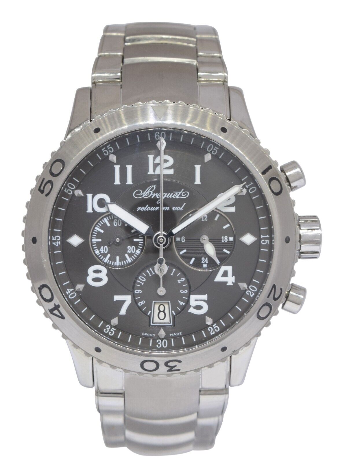 Breguet Type XXI Transatlantique Flyback Chronograph Steel Mens 43mm Watch 3810