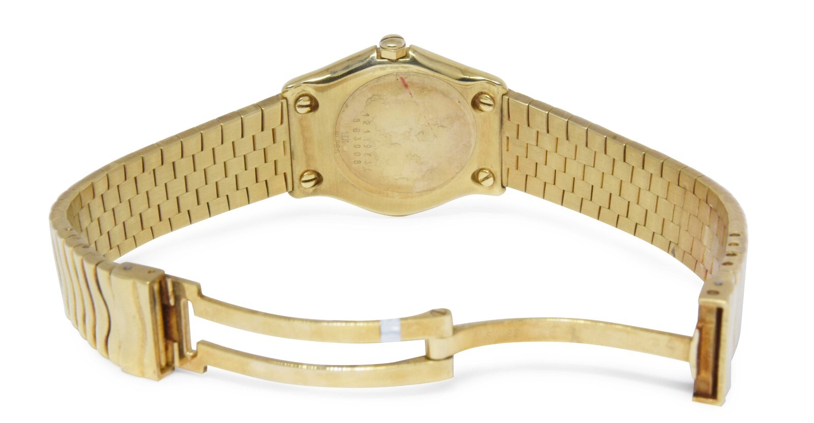 Ebel 1911 18k Gold Watch Sportwave Bracelet Black Dial Quartz Watch B/B 11126102
