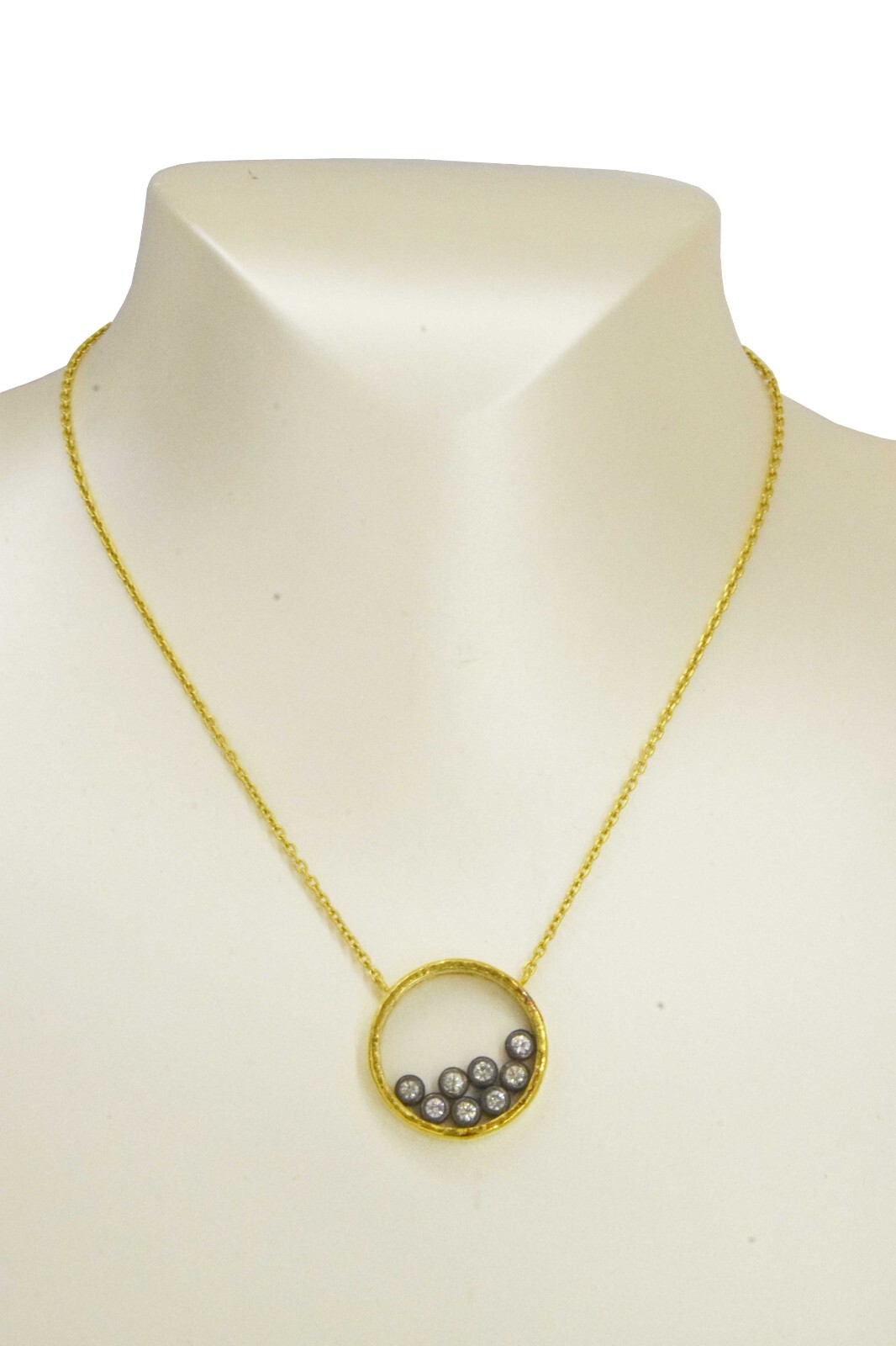 Ladies Pendant 8 Floating Diamonds 18k Gold 16" Chain