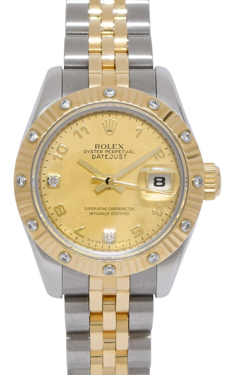 Rolex Datejust 18k Yellow Gold/Steel Diamond Dial/Bezel 26mm Watch D 179313