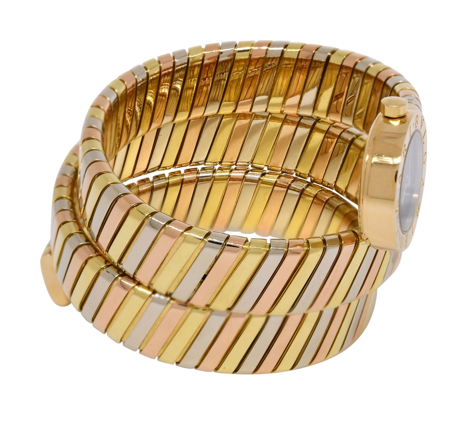 Bvlgari Serpenti Tubogas Yellow/White/Rose Tri-Tone Gold Ladies Watch BB191T