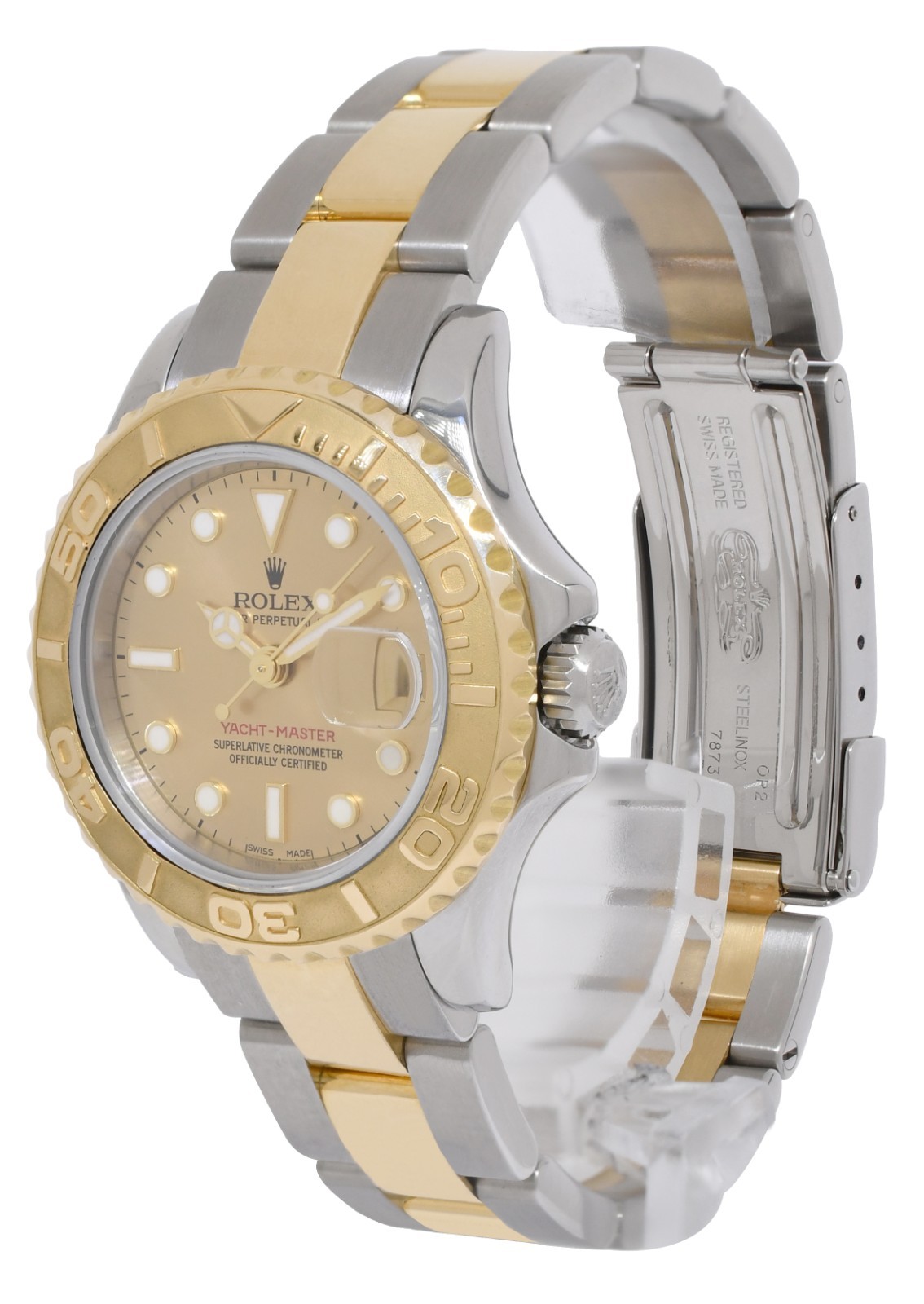 Rolex Yacht-Master 18k Yellow Gold/Steel Champagne 29mm Watch +Card D 169623