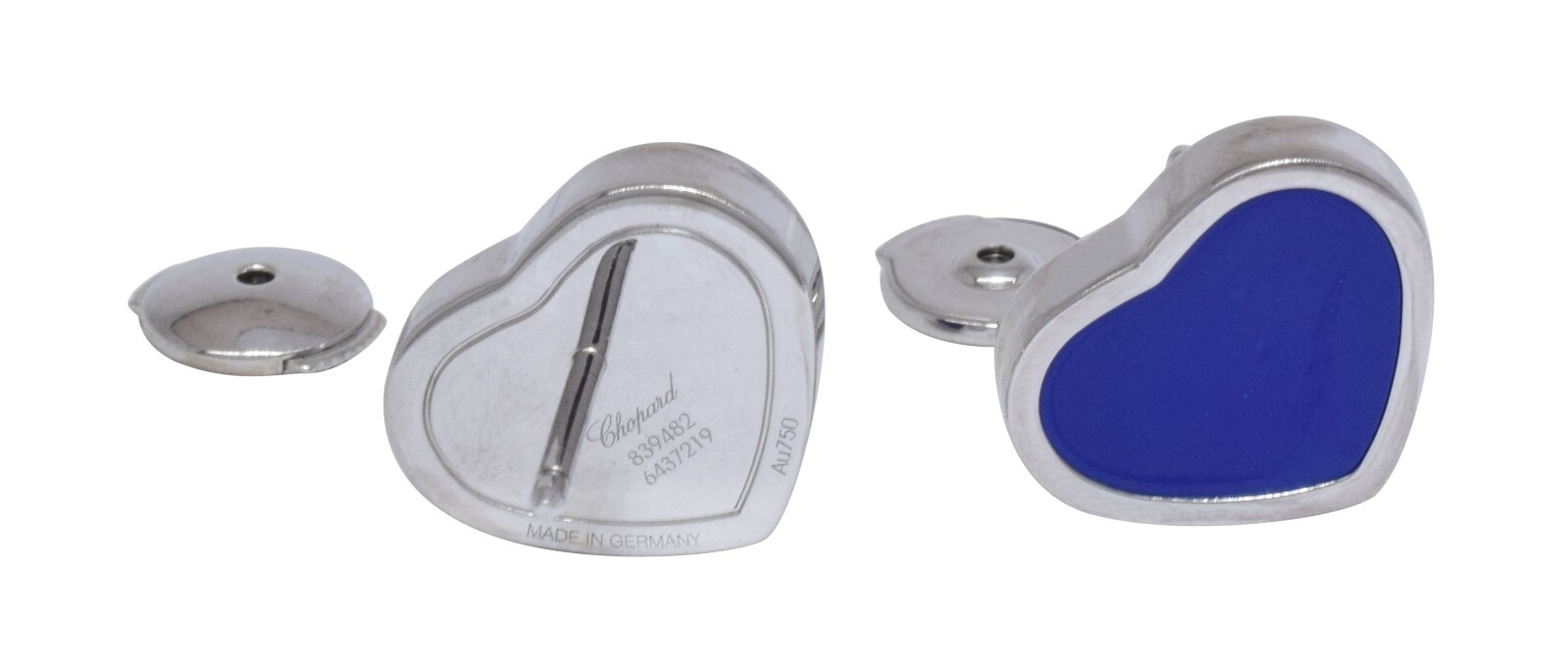 Chopard Happy Hearts Lapis Lazuli 18k White Gold Earrings +Certificate 839482