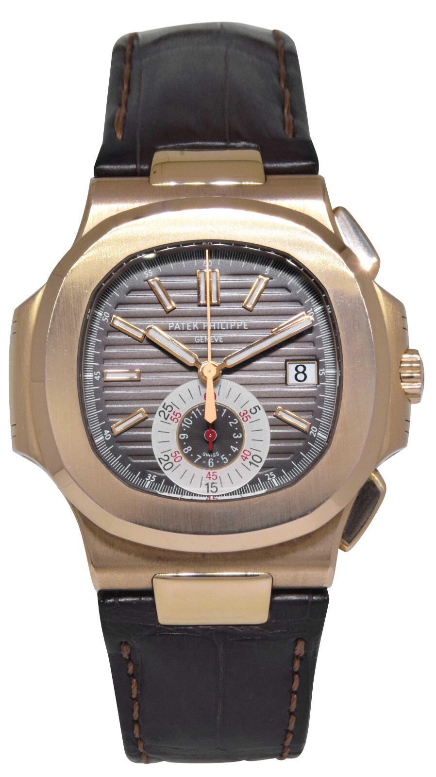 Patek Philippe 5980 Nautilus Chronograph 18k Re Gold Chocolate B/Ps '10 5980R
