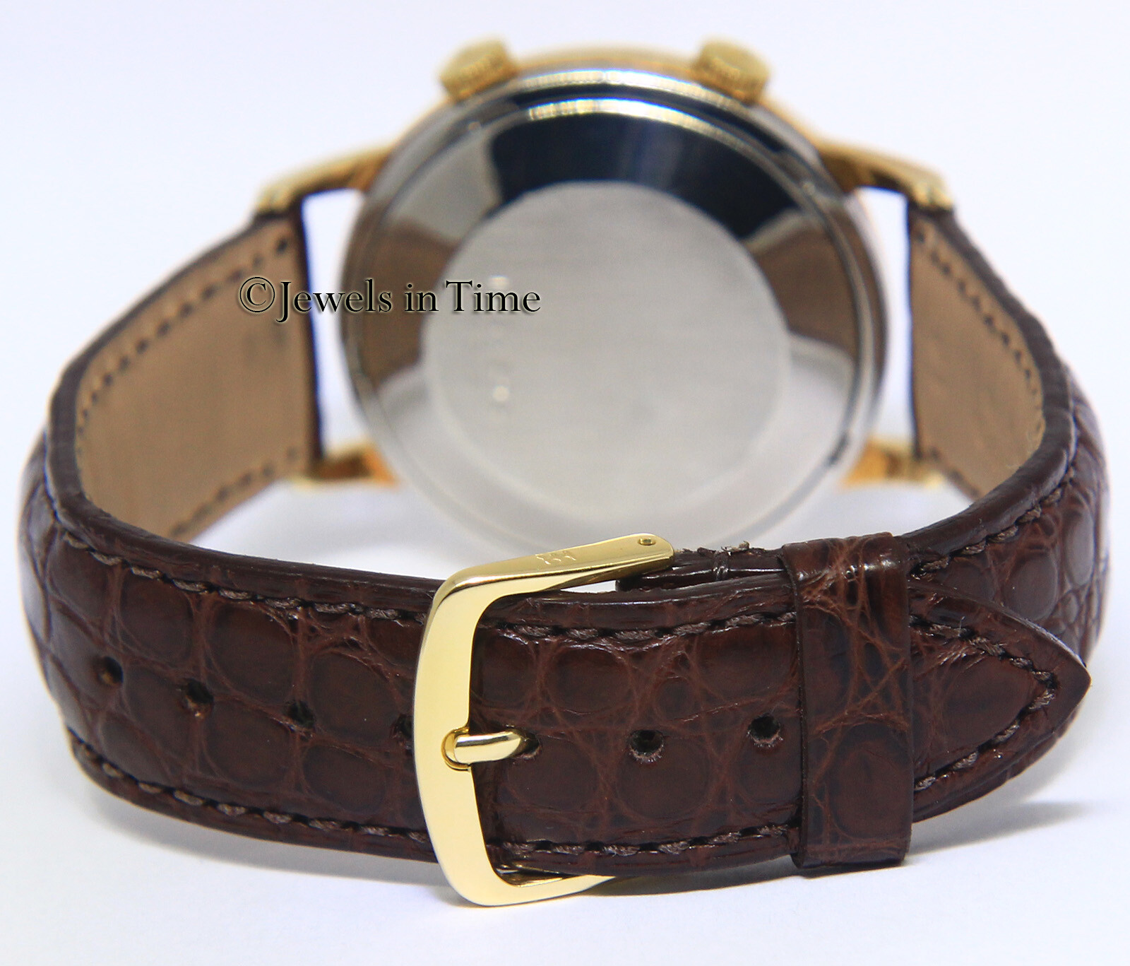 Jaeger LeCoultre Memovox Alarm 18k Gold Shell Vintage Mens 37mm Automatic Watch