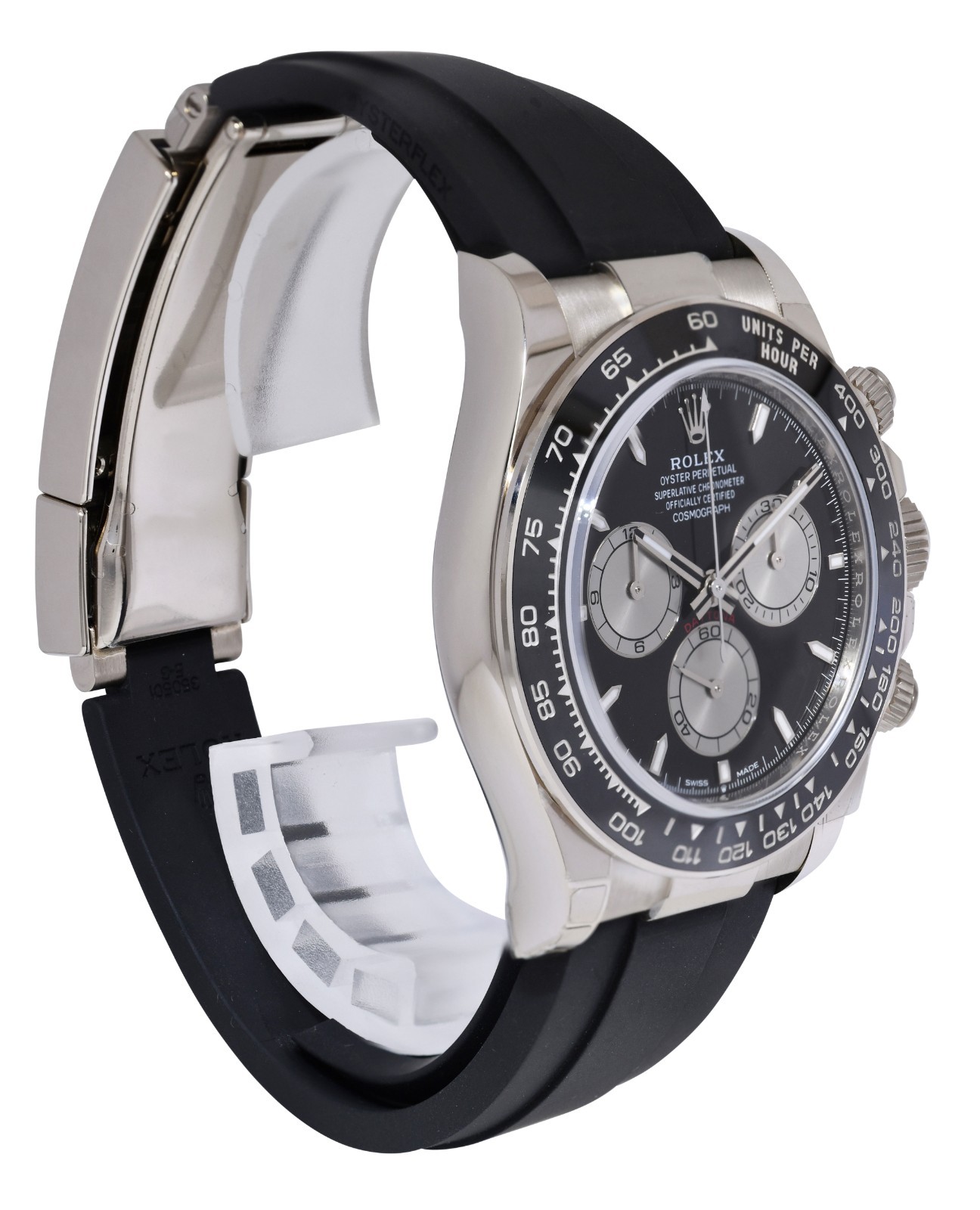 NEW Rolex Daytona 18k Whie Gold Black Dial Oysterflex 40mm Watch B/P '25 126519