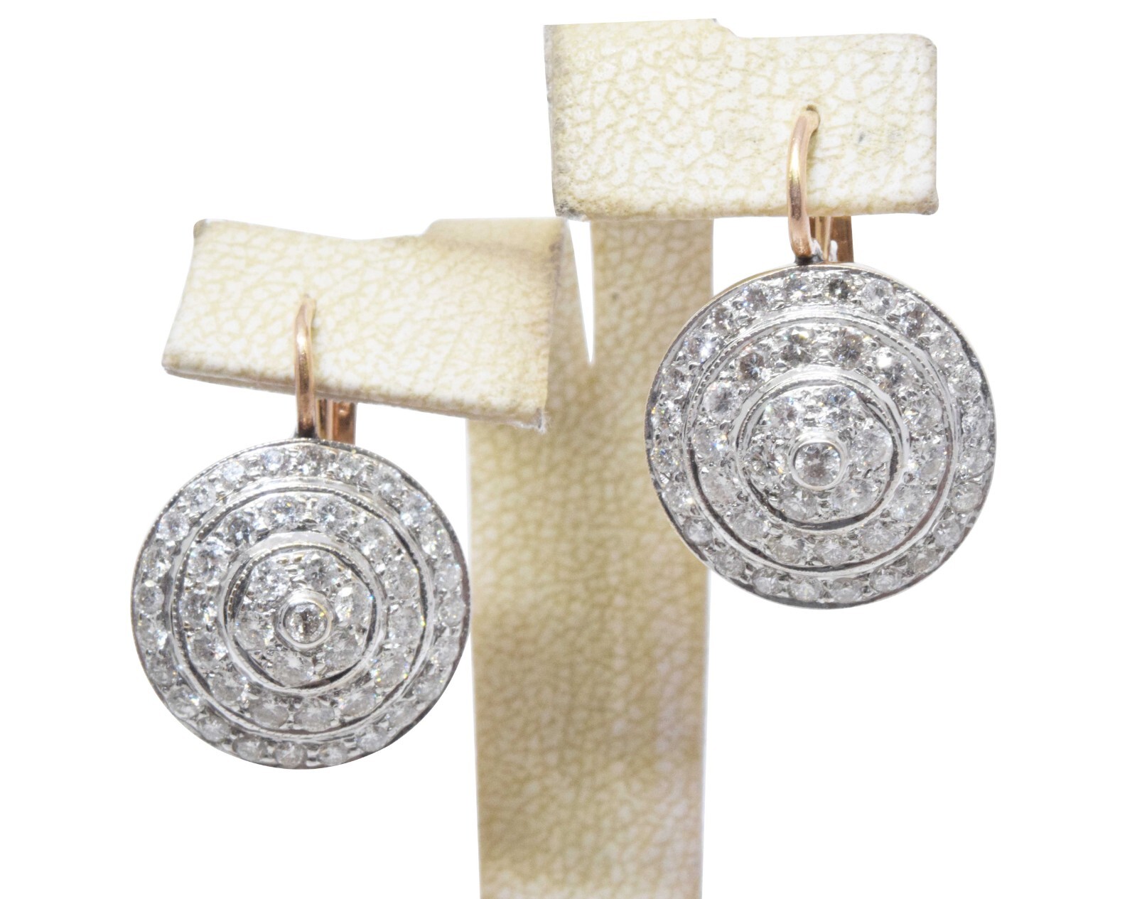 3.00 Carat Diamond Button Earrings in 14k White & Rose Gold