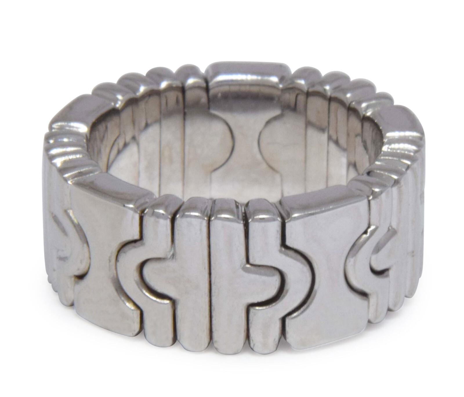 Bvlgari Parentesi 18k White Gold Band Ring Size 4.75 Open Design