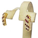 Ladies 14K Yellow Gold Ruby & Diamond Candy Cane Earrings 1.00ct Ladies 14K Yellow Gold Ruby & Diamond Candy Cane Earrings 1.00ct