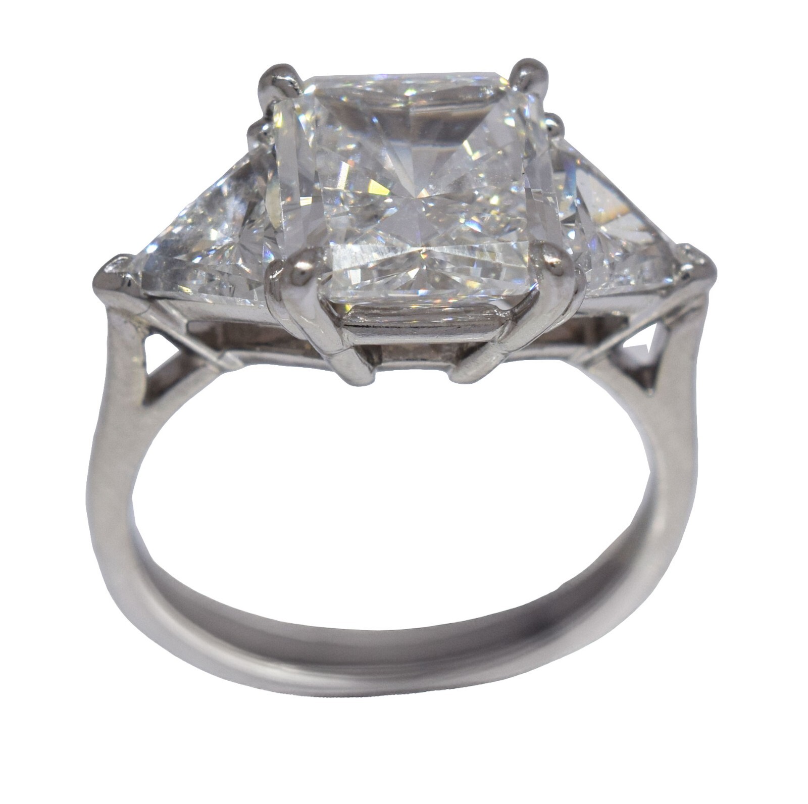 Cartier 3.40 ct Radiant-Cut Diamond Three-Stone Engagement Ring S. 6.5 +GIA