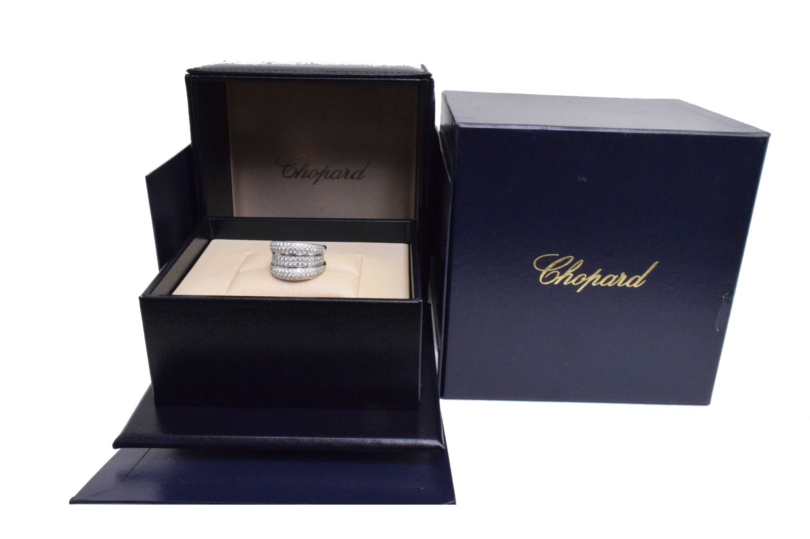 Chopard La Strada 18k White Gold Pave Diamond Ladies Ring Size 7 +Box 82/8478