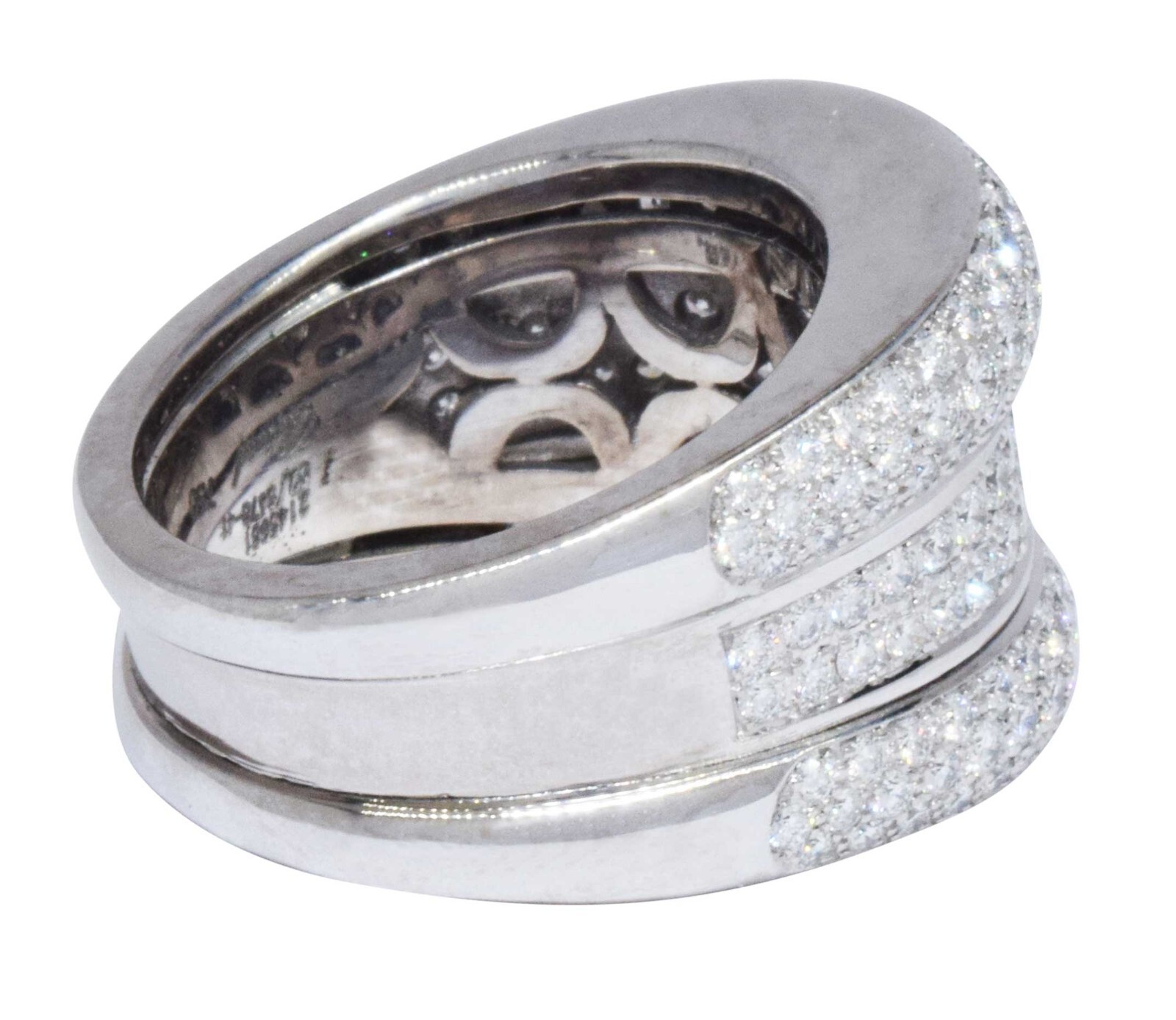 Chopard La Strada 18k White Gold Pave Diamond Ladies Ring Size 7 +Box 82/8478