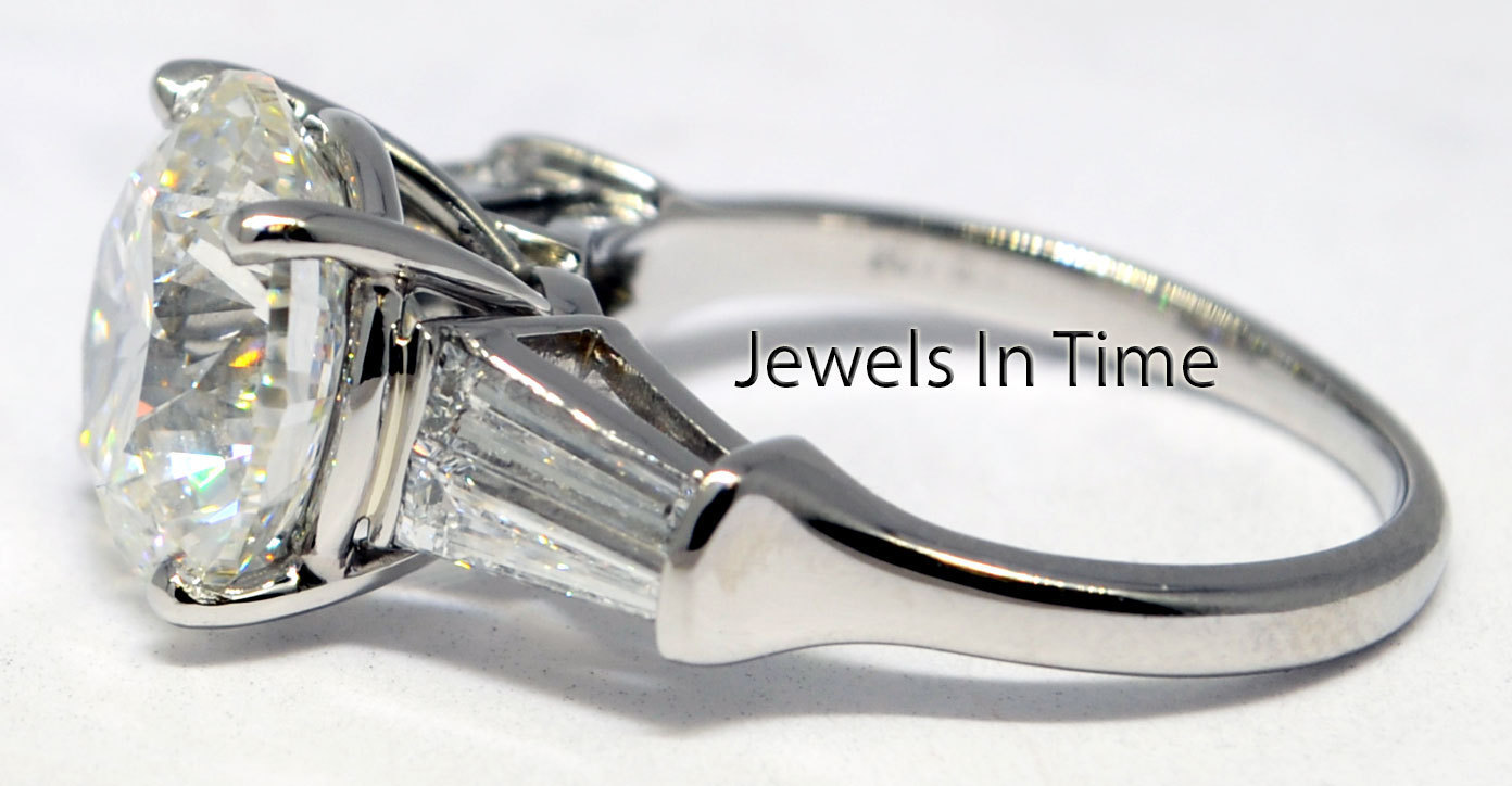 5.01 Carat Round Brilliant Diamond Platinum Ring GIA Certificate 6.25