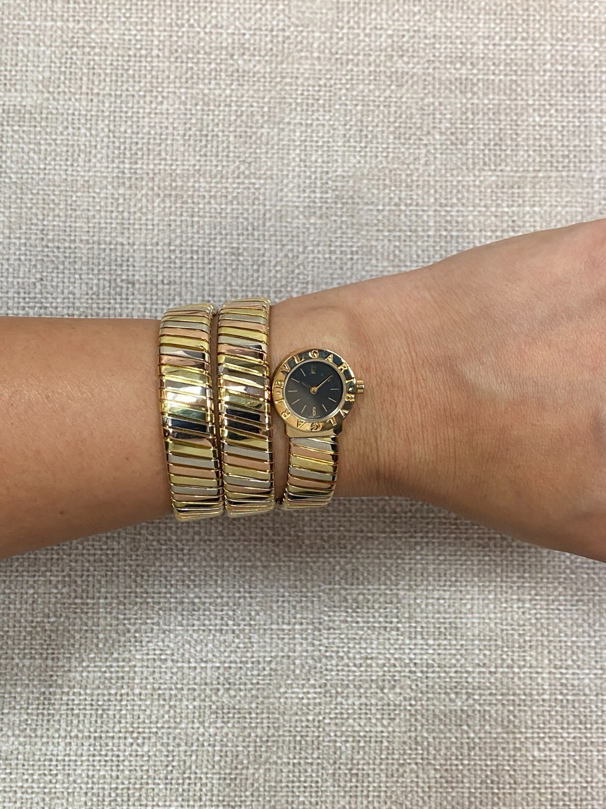 Bvlgari Serpenti Tubogas Yellow/White/Rose Tri-Tone Gold Ladies Watch BB191T