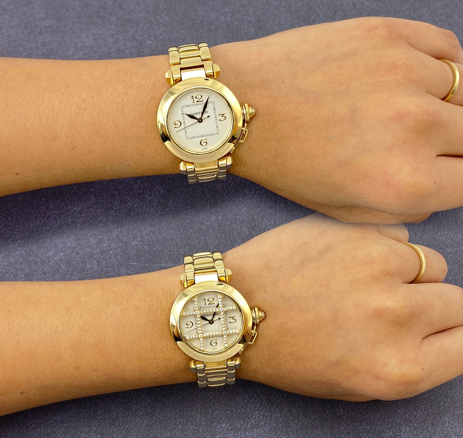 Cartier Pasha 18k Yellow Gold Diamond Grid Ladies 32mm Watch WJ1013H9 2399