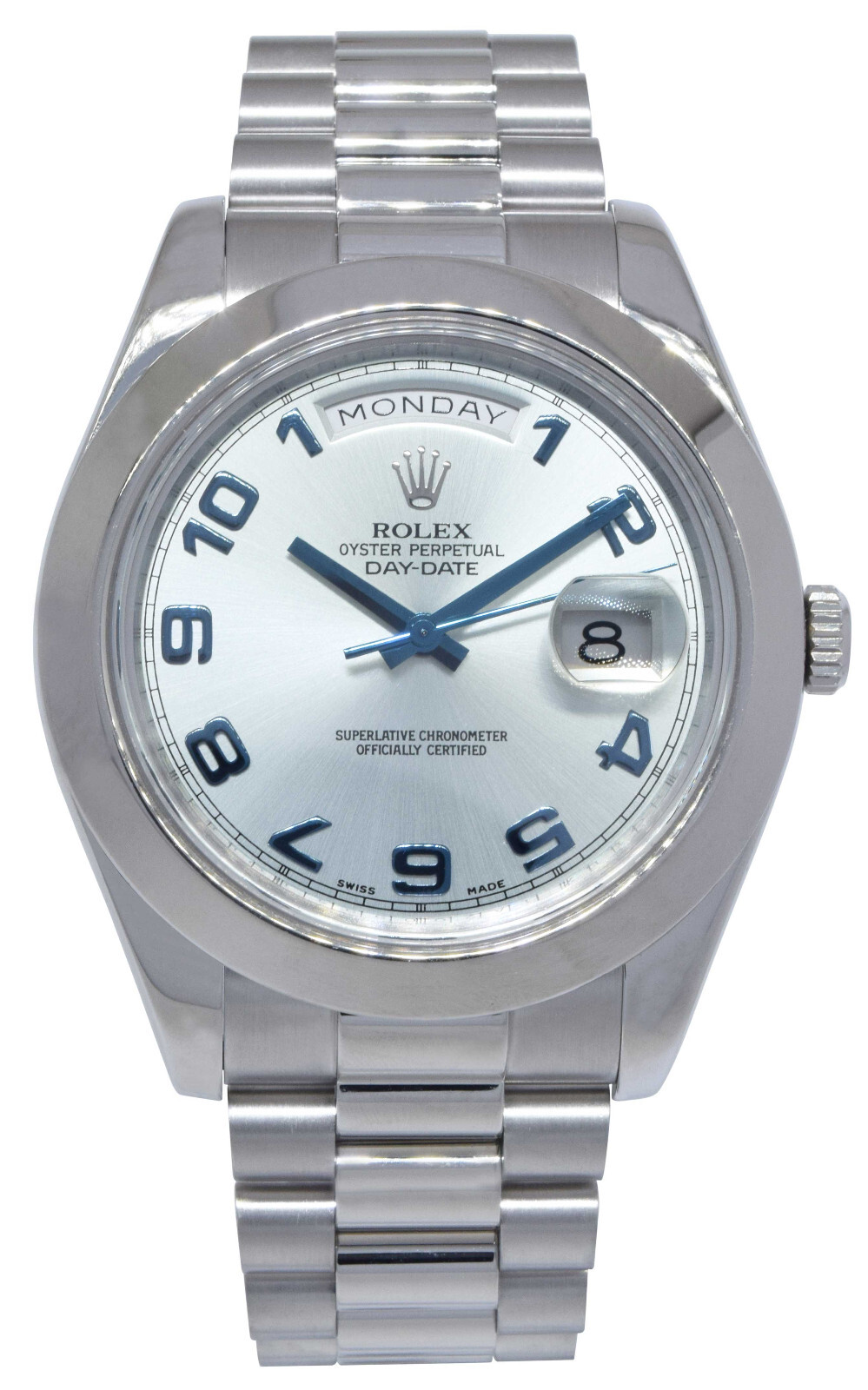 Rolex Day-Date II President Platinum Ice Blue Arabic 41mm Watch B/P  V 218206