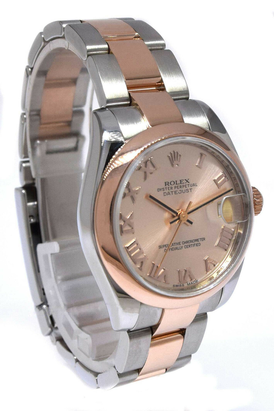 Rolex Datejust 31 18k Rose Gold/Steel Ladies Watch Pink Roman Dial 178241