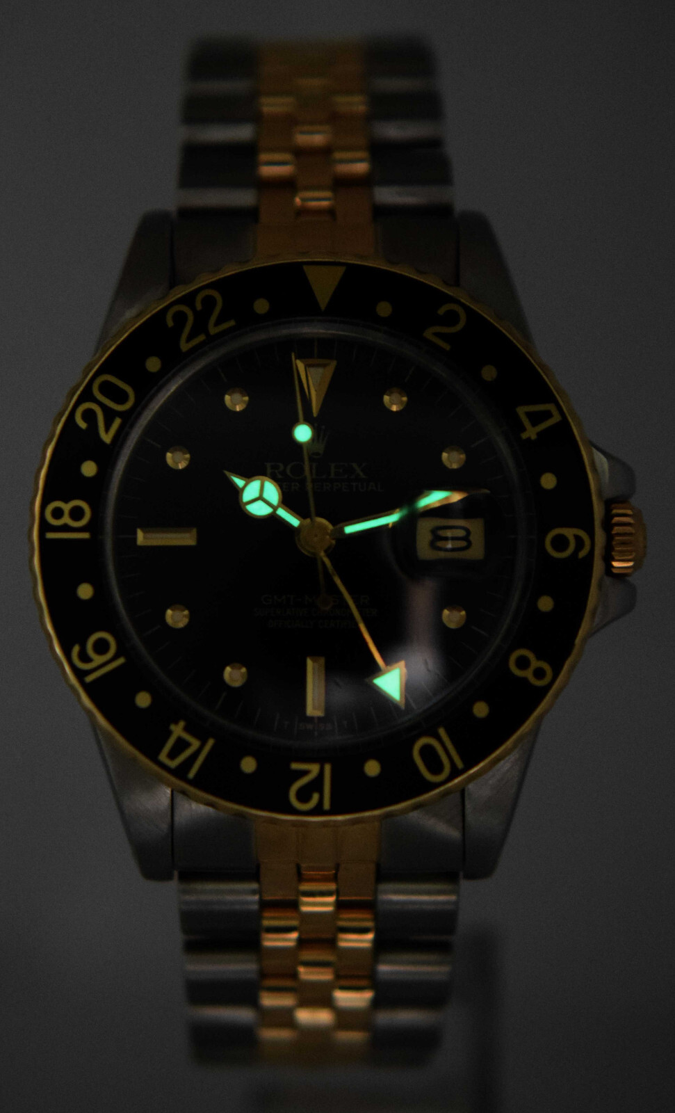 Rolex GMT-Master Jubilee 18k Gold/Steel Black Nipple Dial 40mm Watch '79 16753